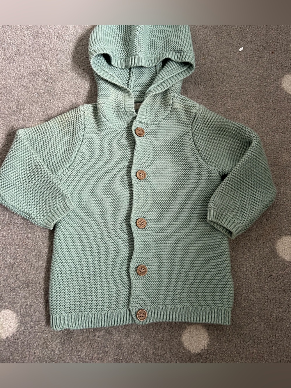 Soft Knit Hooded Baby Sweater Cardigan - Sage Green